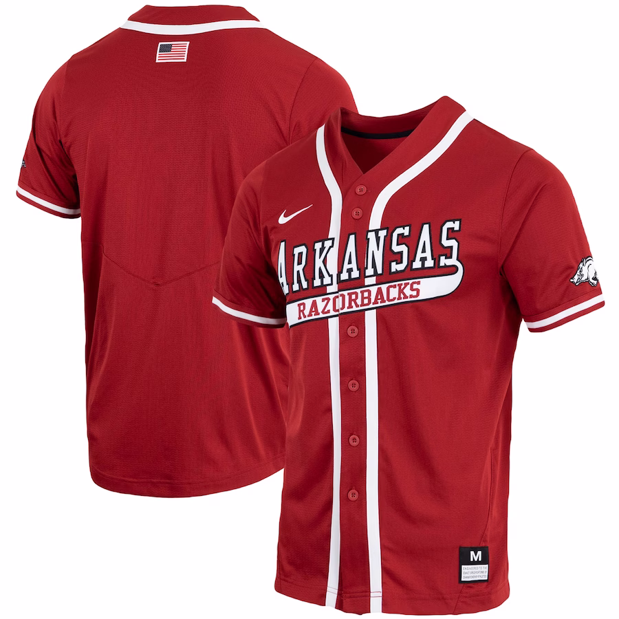 Arkansas Razorbacks Nike Replica Full-Button Baseball Jersey - Cardinal - ujerseystore