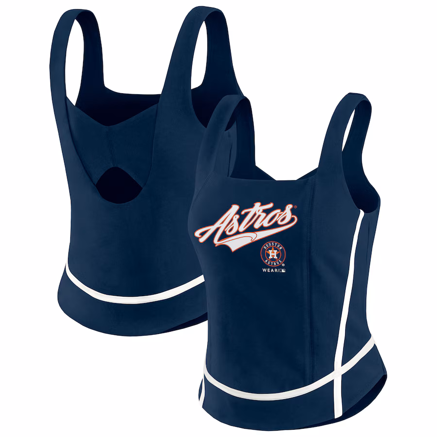 Women's Houston Astros WEAR by Erin Andrews Navy Square Neck Tank Top - ujerseystore