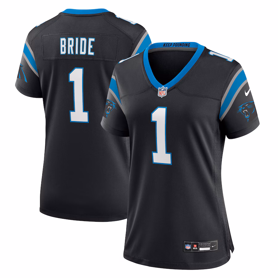 Women's Carolina Panthers Number 1 Bride Nike Black Game Jersey - ujerseystore
