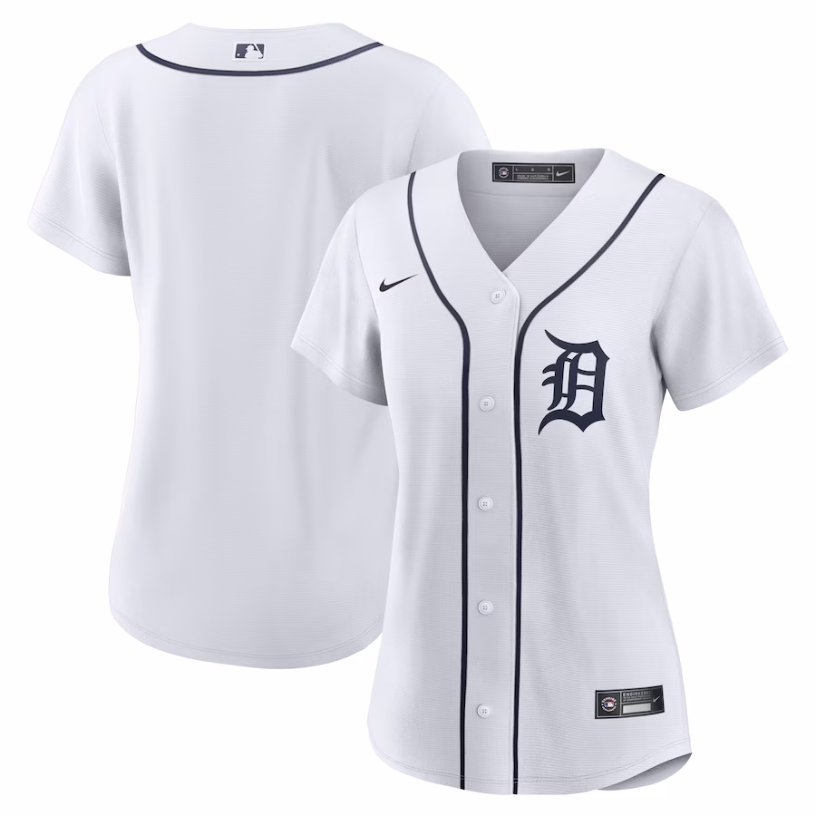Women's Detroit Tigers Nike White Home Replica Team Jersey - ujerseystore