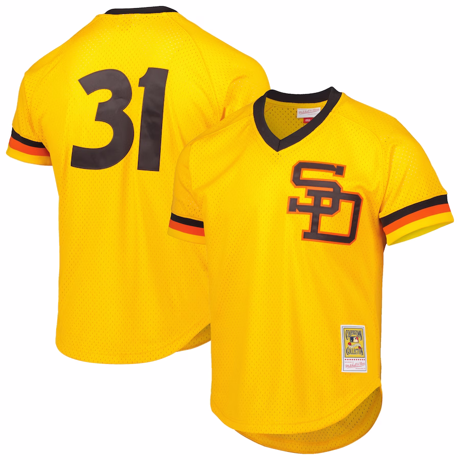 Men's San Diego Padres Dave Winfield Mitchell & Ness Gold Cooperstown Collection Mesh Batting Practice Jersey - ujerseystore