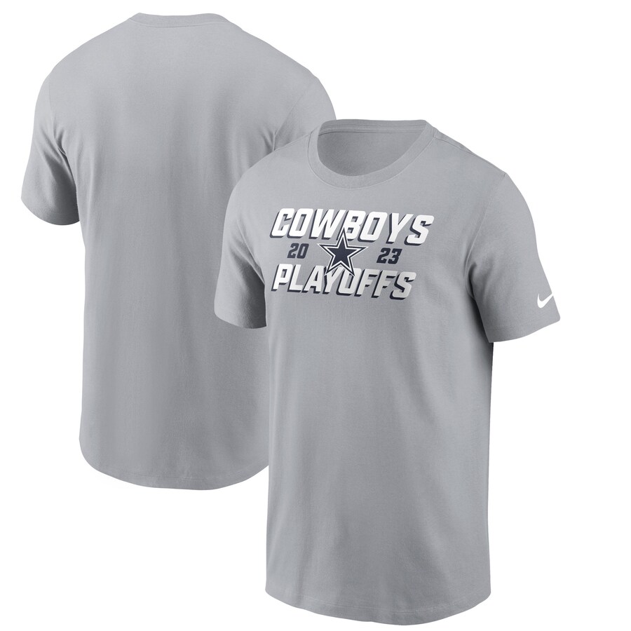 Men's Dallas Cowboys  Nike Gray 2023 NFL Playoffs Iconic T-Shirt - ujerseystore