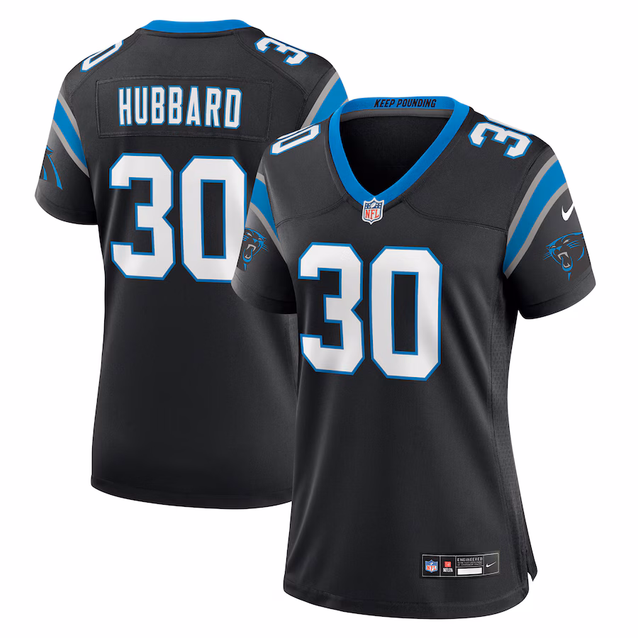 Women's Carolina Panthers Chuba Hubbard Nike Black Team Game Jersey - ujerseystore