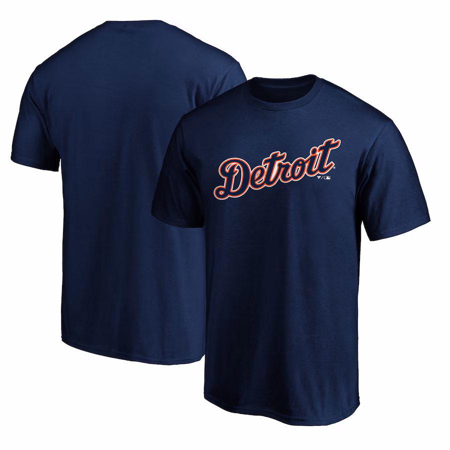Men's Detroit Tigers Navy Official Team Wordmark T-Shirt - ujerseystore