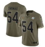 Men's Miami Dolphins #54 Zach Thomas 2022 Olive Salute To Service Limited Stitched Jersey - ujerseystore