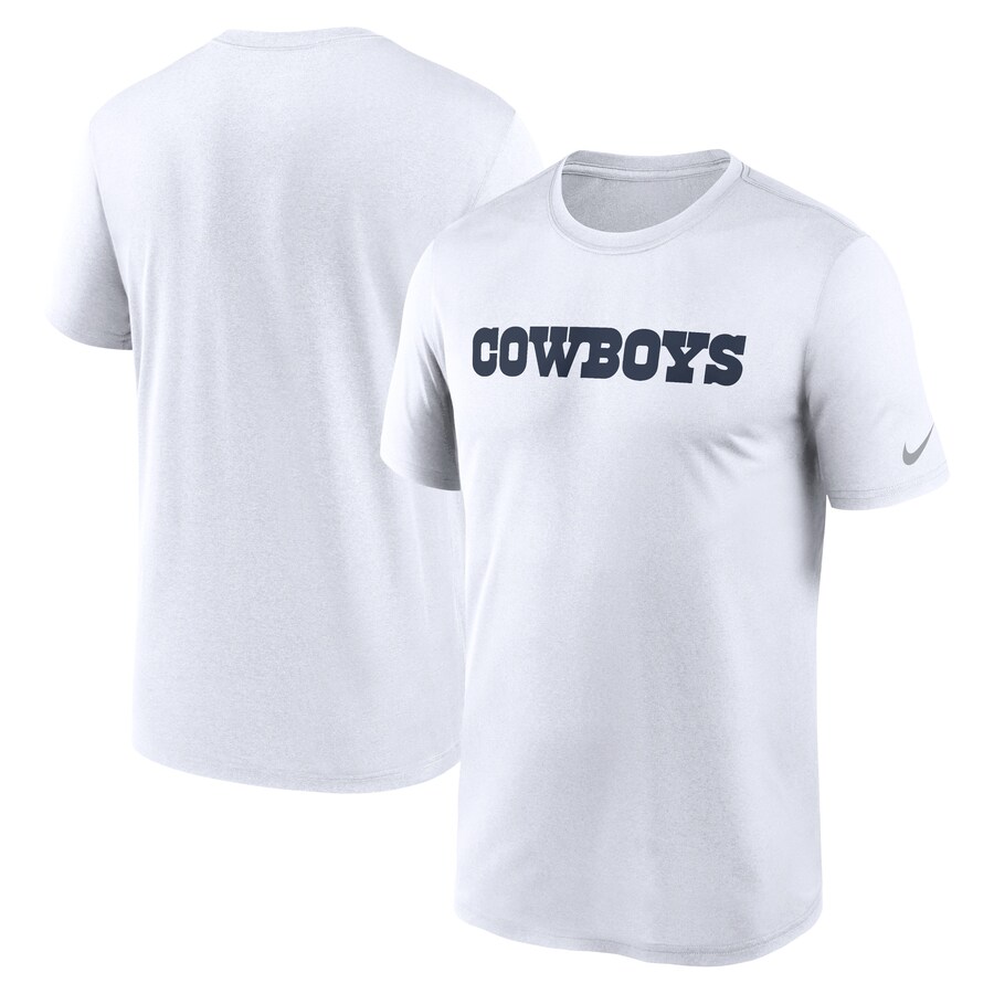 Men's Dallas Cowboys  Nike White Legend Wordmark Performance T-Shirt - ujerseystore