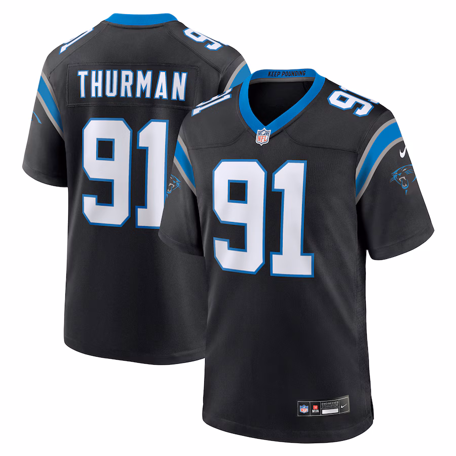 Men's Carolina Panthers Nick Thurman Nike  Black Team Game Jersey - ujerseystore