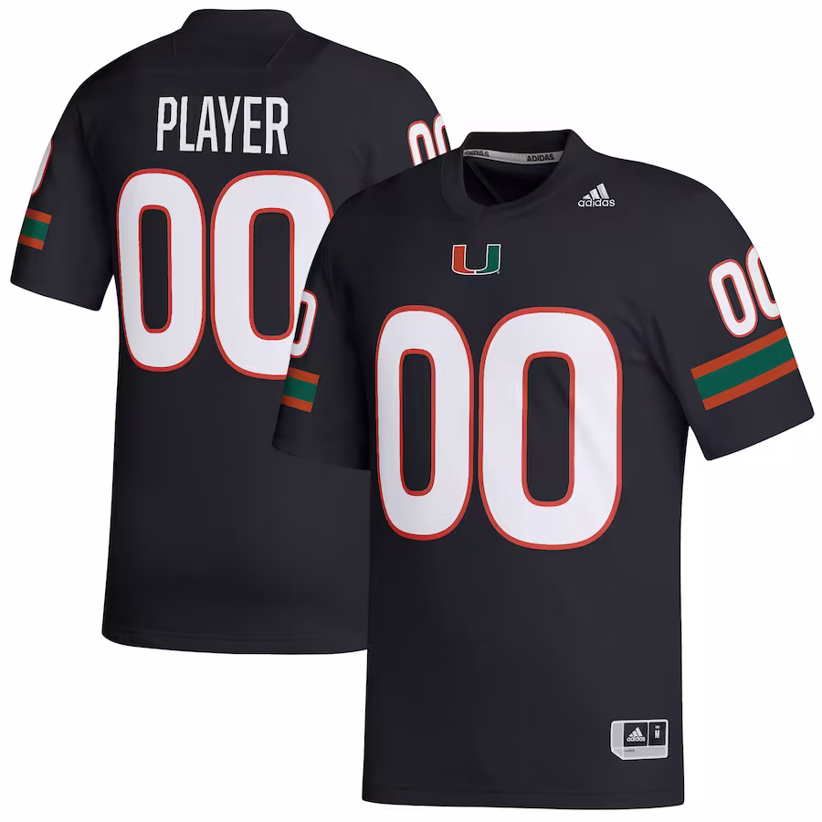 Miami Hurricanes adidas Pick-A-Player NIL Replica Football Jersey - Black - ujerseystore