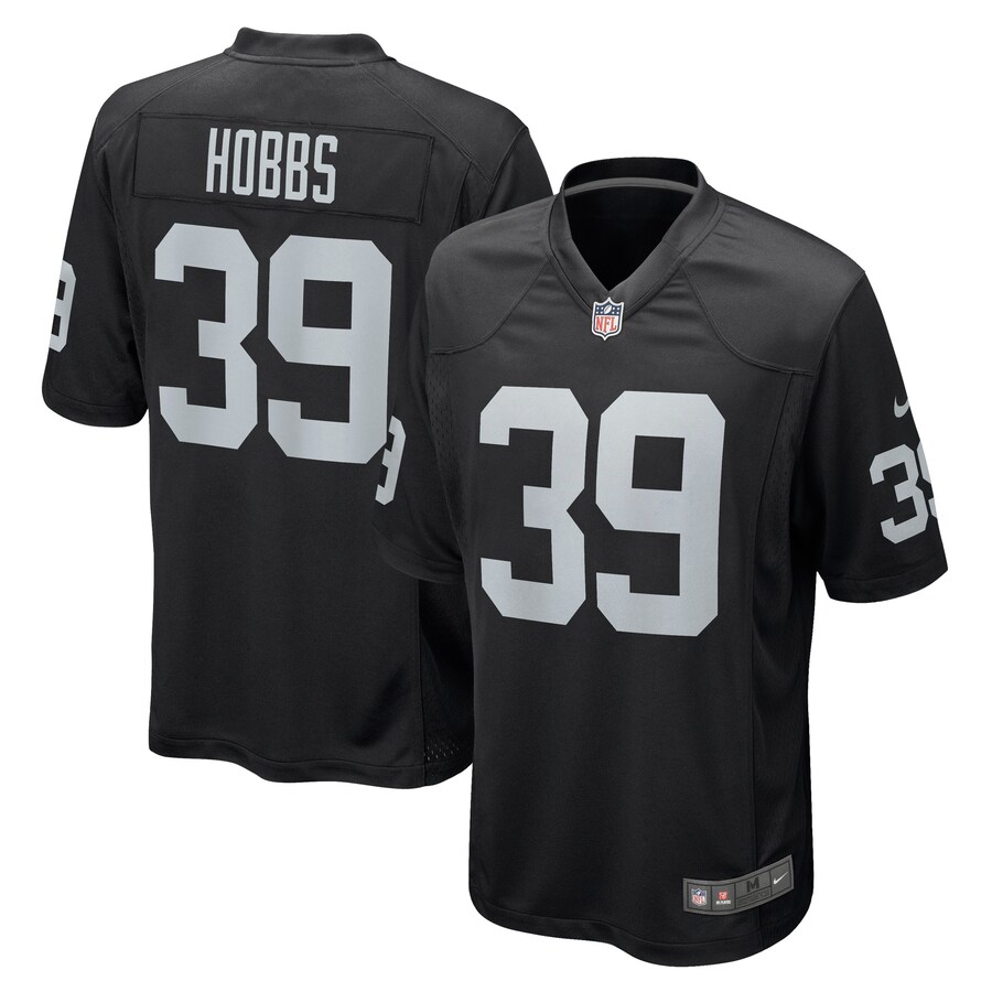Men's Las Vegas Raiders Nate Hobbs Nike Black Game Jersey - ujerseystore
