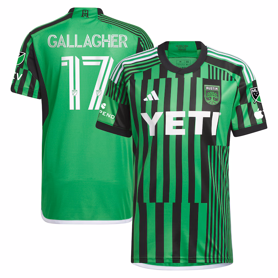 Men's Austin FC Jon Gallagher adidas Green 2024 Las Voces Kit Authentic Player Jersey - ujerseystore