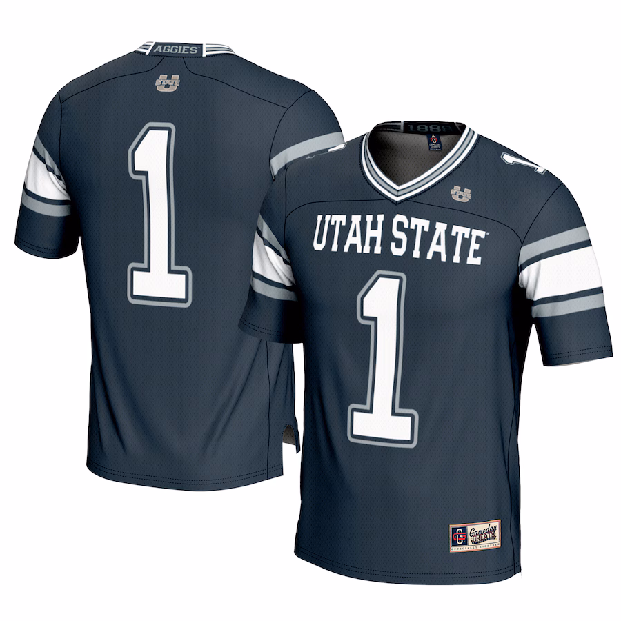 Men's GameDay Greats #1 Navy Utah State Aggies Football Jersey - ujerseystore