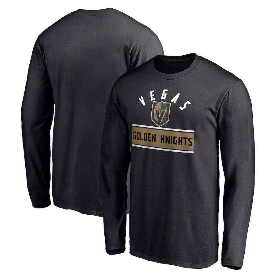 Men's Vegas Golden Knights Black Team Arch Knockout Long Sleeve T-Shirt - ujerseystore