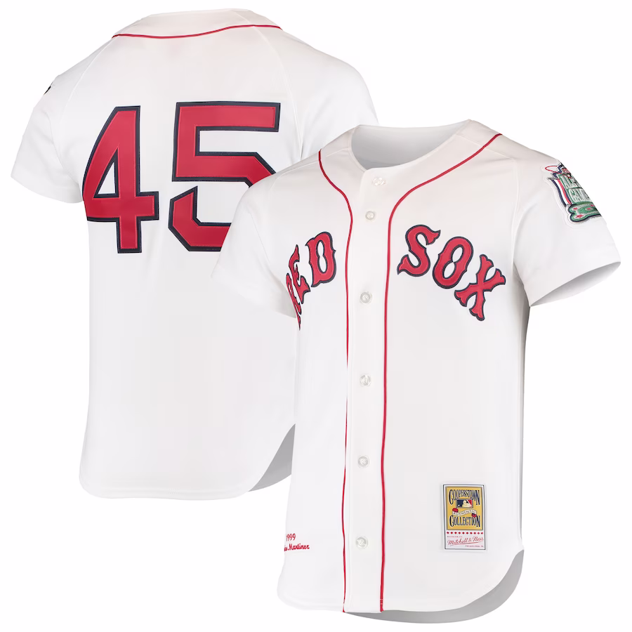 Men's Boston Red Sox Pedro Martinez Mitchell & Ness White 1999 Cooperstown Collection Home Authentic Jersey - ujerseystore