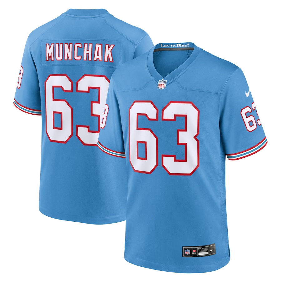 Men's Tennessee Titans Mike Munchak Nike Light Blue Oilers Throwback Retired Player Game Jersey - ujerseystore