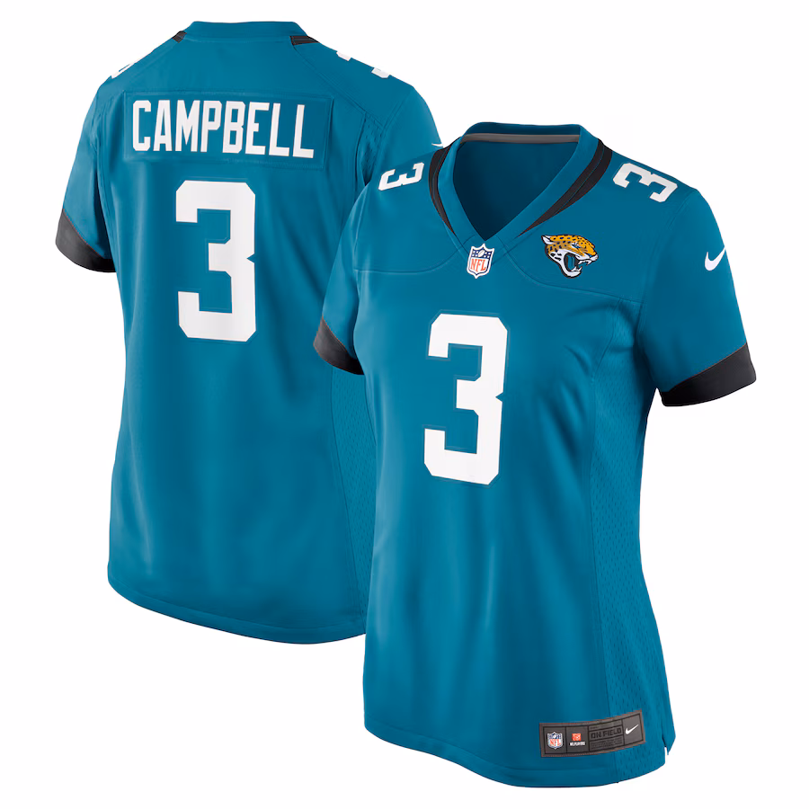 Women's Jacksonville Jaguars Tyson Campbell Nike Teal Game Jersey - ujerseystore
