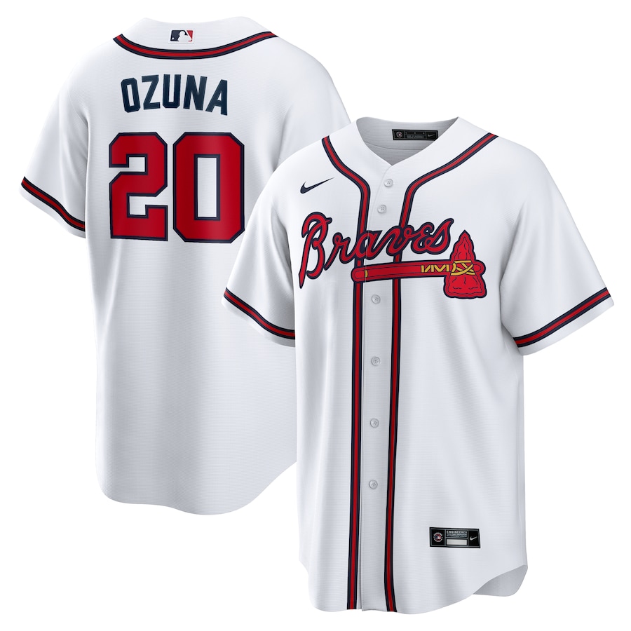 Men's Atlanta Braves Marcell Ozuna Nike White Home Replica Jersey - ujerseystore
