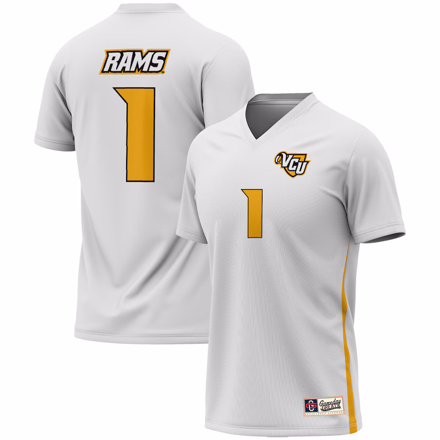 Youth  GameDay Greats #1 White VCU Rams Men's Soccer Lightweight Fashion Jersey - ujerseystore
