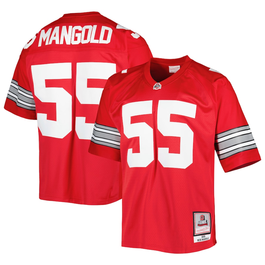 Men's Mitchell & Ness Nick Mangold Scarlet Ohio State Buckeyes Authentic Jersey - ujerseystore