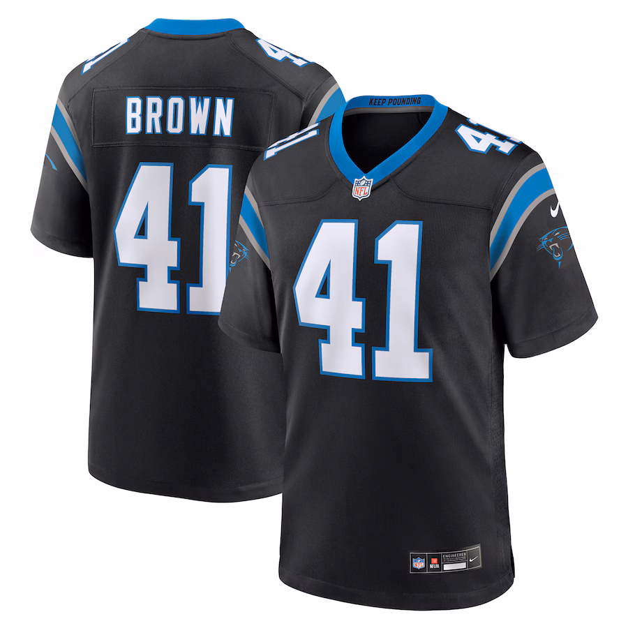 Men's Carolina Panthers Spencer Brown Nike Black Team Game Jersey - ujerseystore