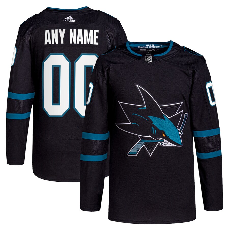 Men's San Jose Sharks adidas Black Alternate Primegreen Authentic Pro Custom Jersey - ujerseystore