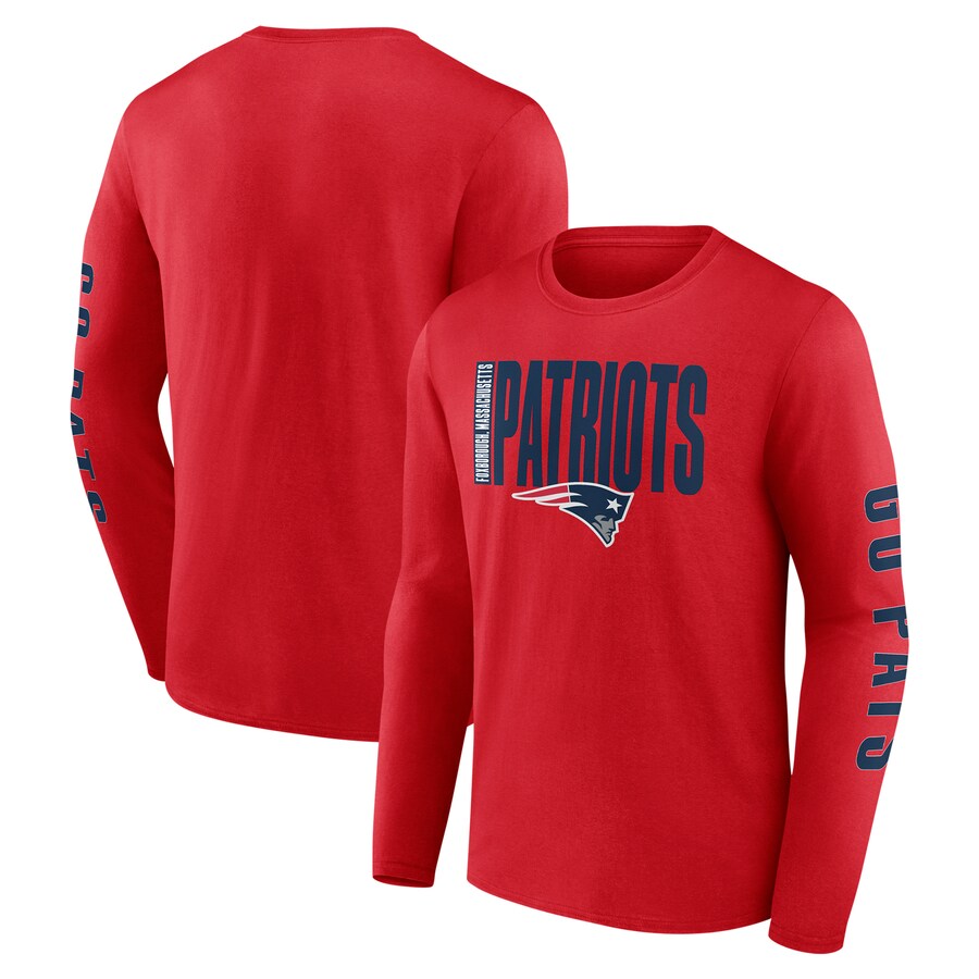 Men's New England Patriots Fanatics Red Vision Long Sleeve T-Shirt - ujerseystore
