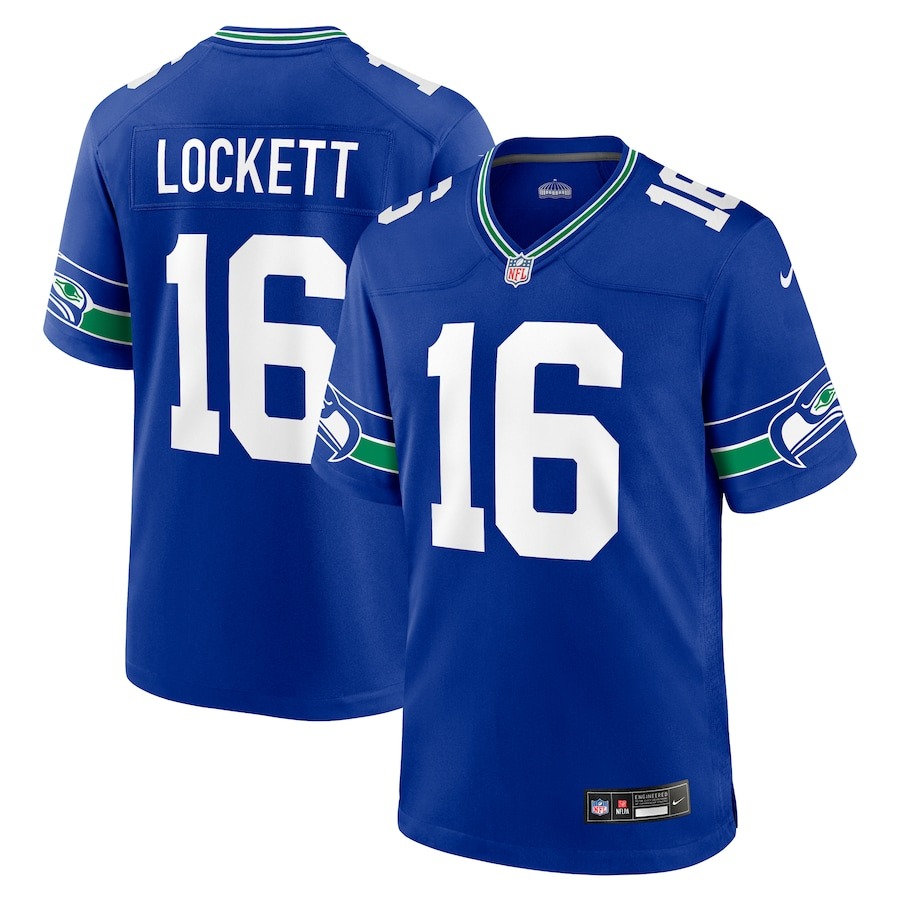 Men's Seattle Seahawks Tyler Lockett Nike Royal Throwback Player Game Jersey - ujerseystore