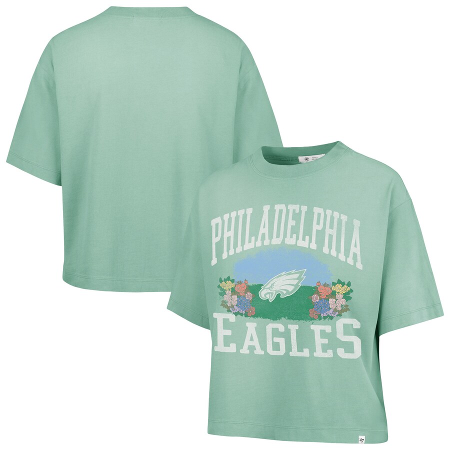 Women's Philadelphia Eagles  '47 Mint Florentina Montauk Cropped T-Shirt - ujerseystore