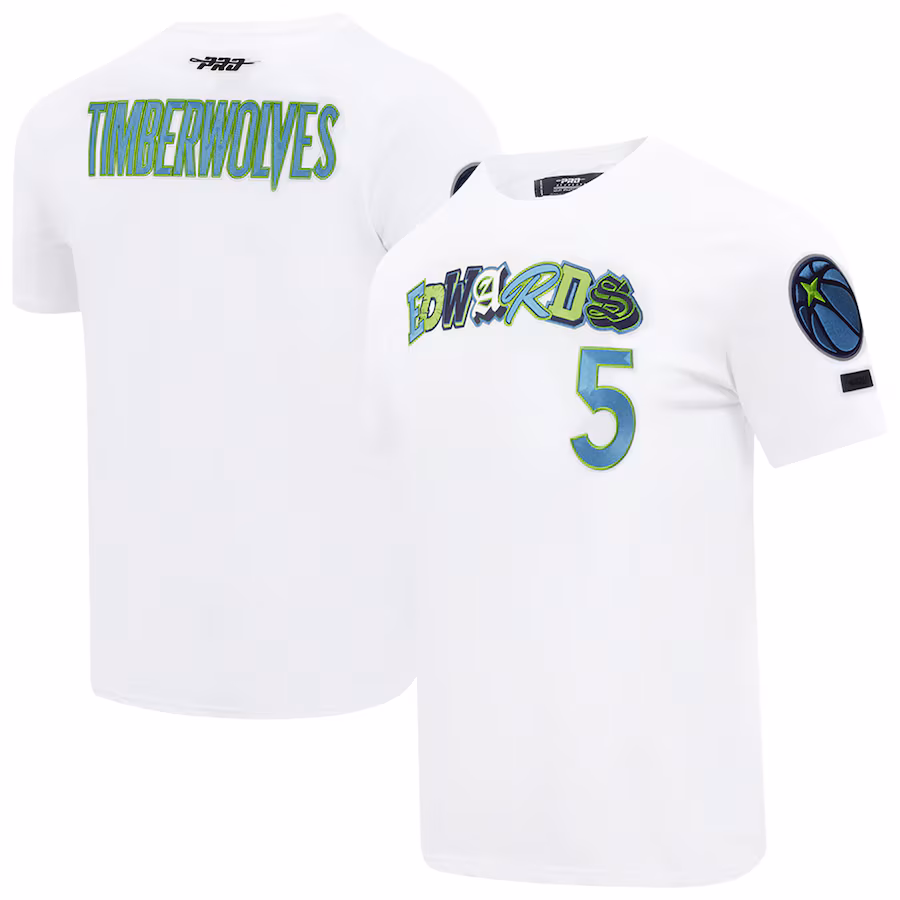 Men's Minnesota Timberwolves Anthony Edwards Pro Standard White City Ransom T-Shirt - ujerseystore