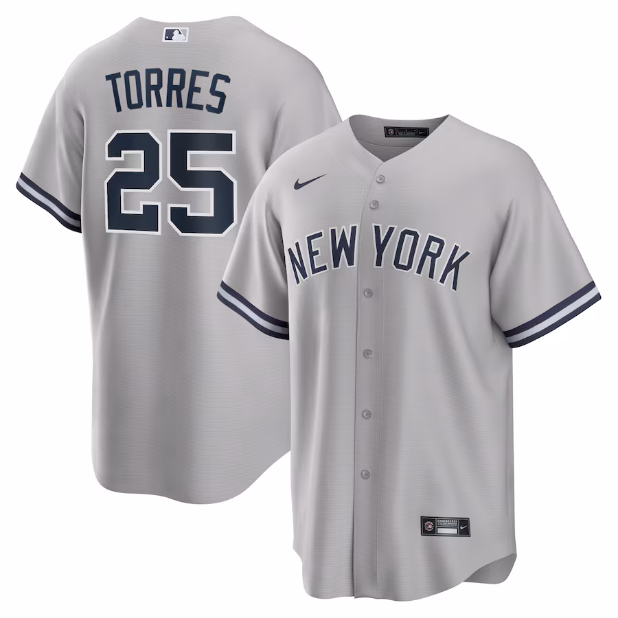 Men's New York Yankees Gleyber Torres Nike Gray Road Replica Player Name Jersey - ujerseystore