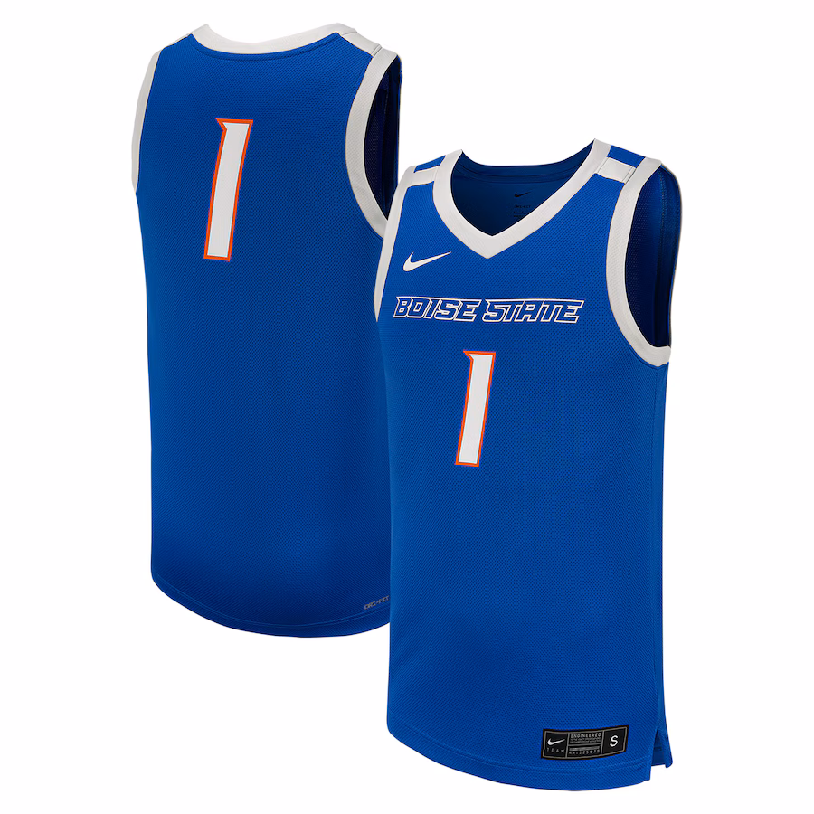 Men's Nike #1 Royal Boise State Broncos Replica Basketball Jersey - ujerseystore