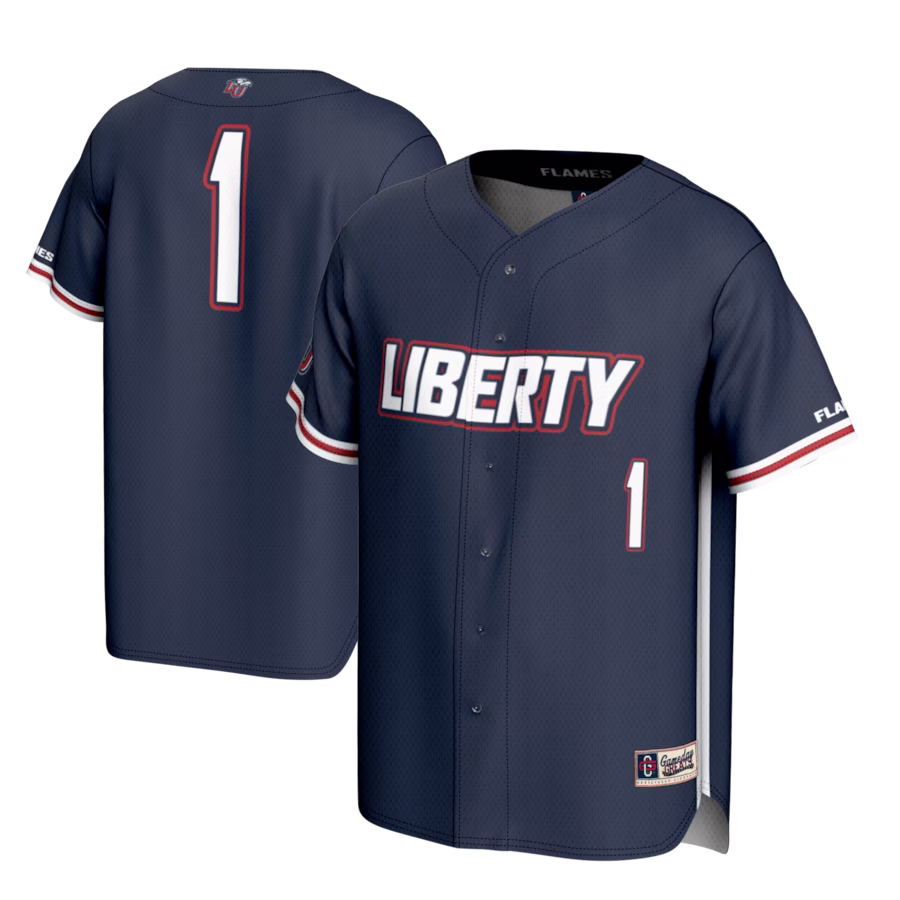 #1 Liberty Flames GameDay Greats Lightweight Baseball Fashion Jersey - Navy - ujerseystore