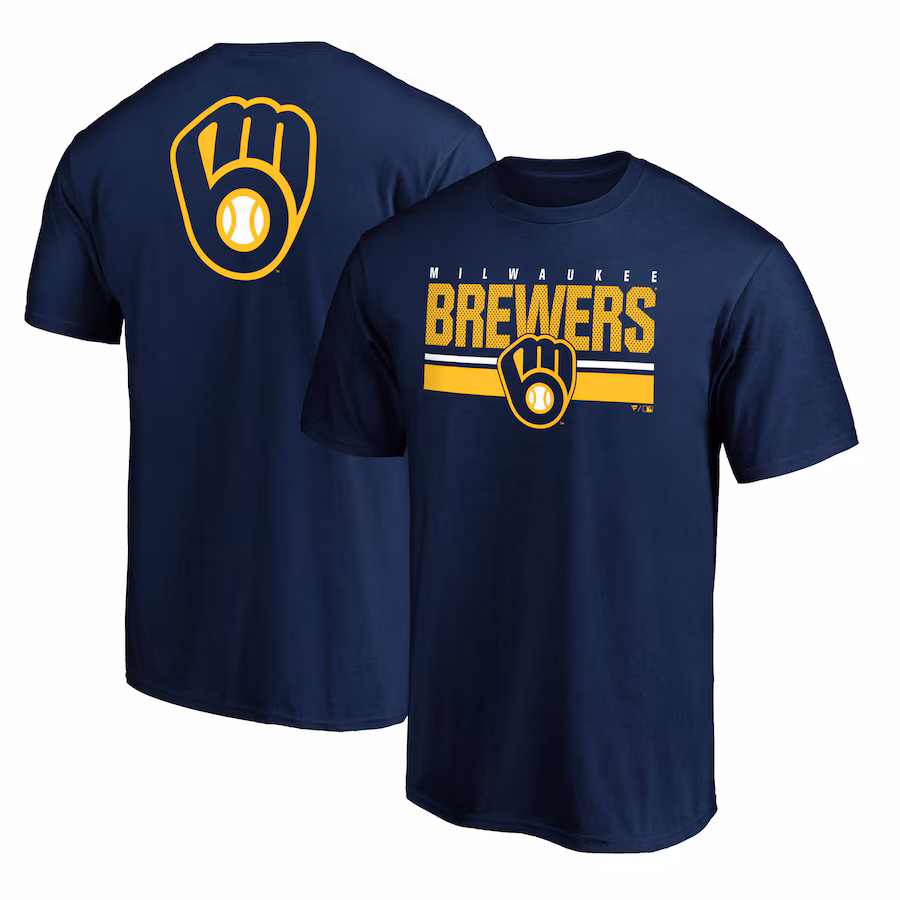 Men's Milwaukee Brewers Navy End Game Team Wordmark T-Shirt - ujerseystore