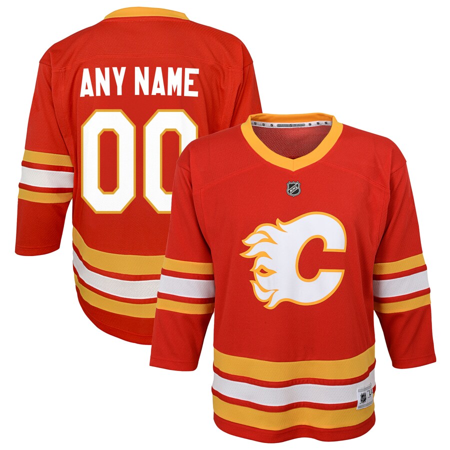 Youth Calgary Flames Red Home Replica Custom Jersey - ujerseystore