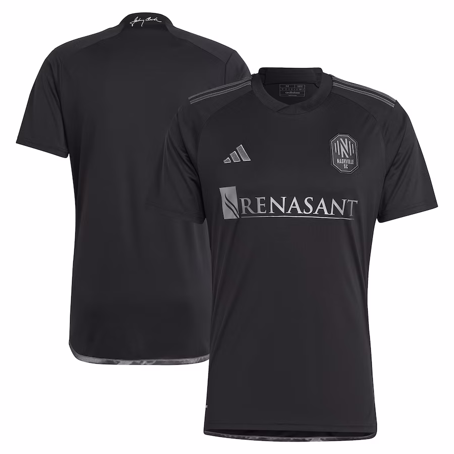 Men's Nashville SC adidas Black 2023 Man In Black Kit Replica Jersey - ujerseystore
