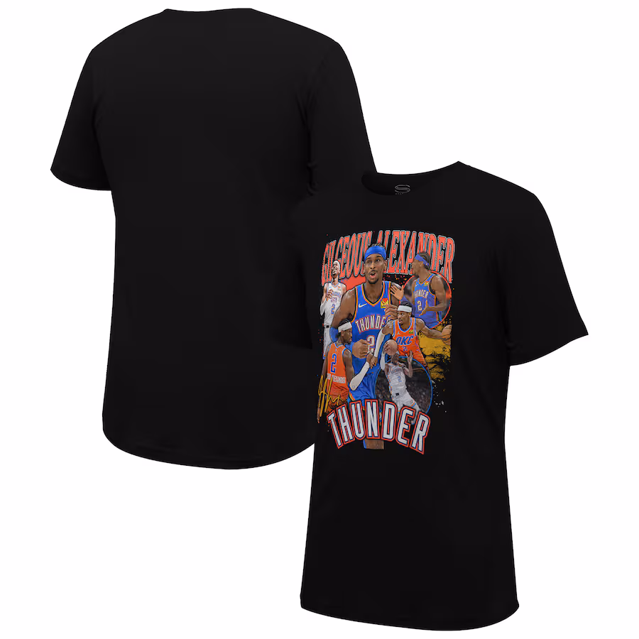 Unisex Oklahoma City Thunder Shai Gilgeous-Alexander Stadium Essentials Black Player Crossroads T-Shirt - ujerseystore