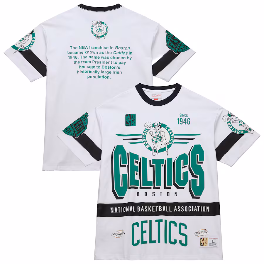 Unisex Boston Celtics  Mitchell & Ness White Hardwood Classics Vintage Team Origins Premium T-Shirt - ujerseystore