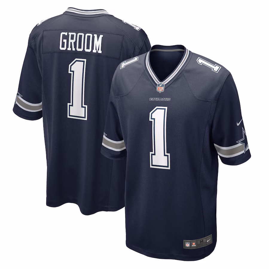 Men's Dallas Cowboys Number 1 Groom Nike Navy Game Jersey - ujerseystore