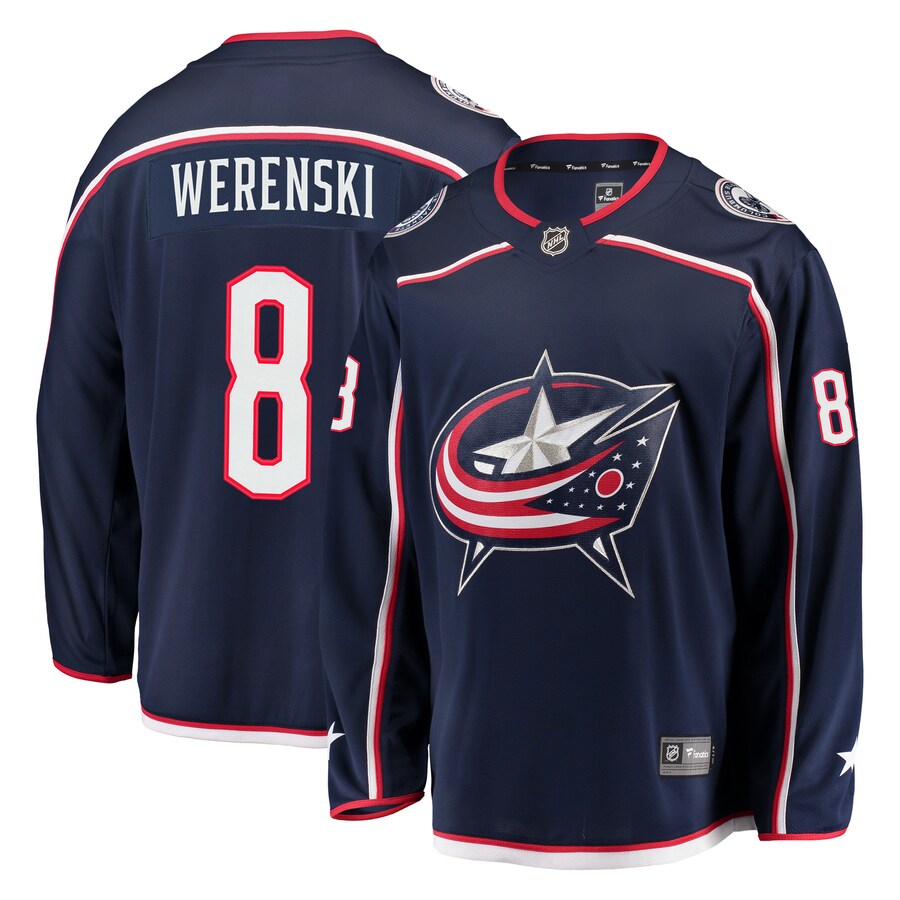 Men's Columbus Blue Jackets Zach Werenski Fanatics Branded Navy Breakaway Jersey - ujerseystore