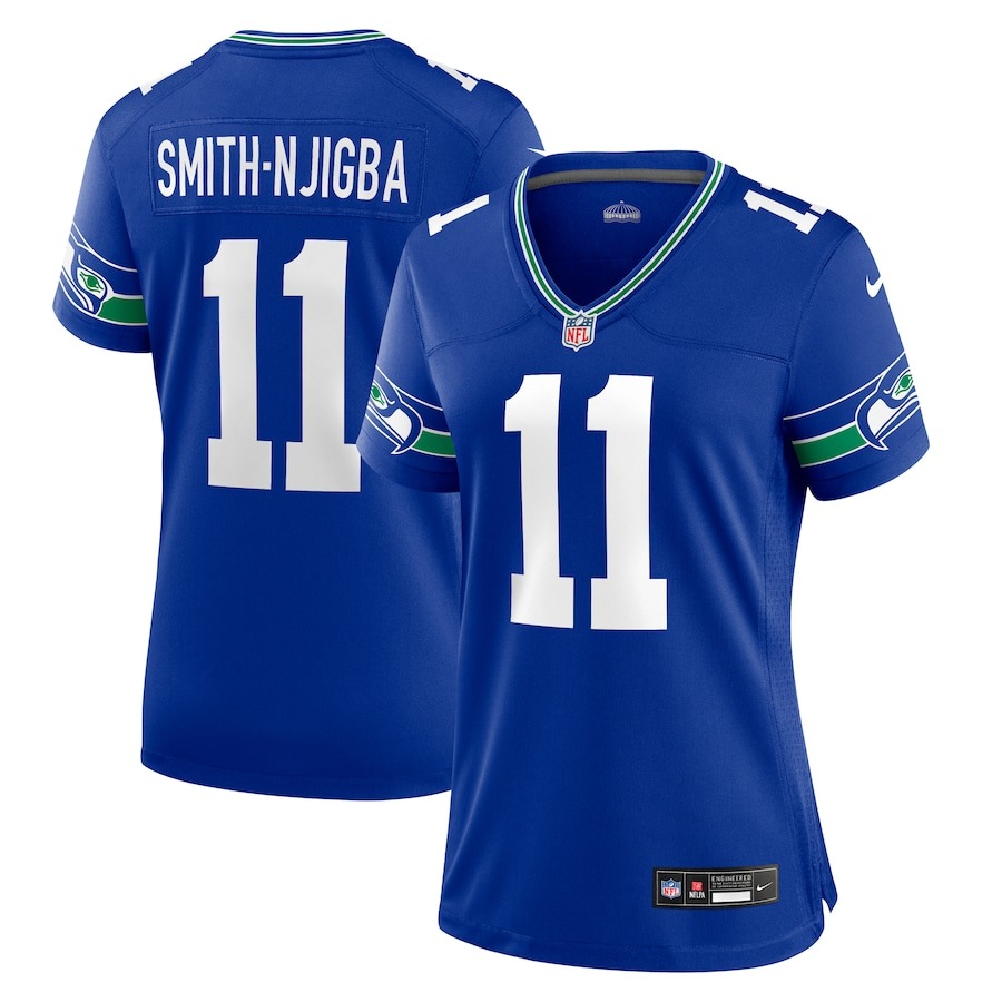 Women's Seattle Seahawks Jaxon Smith-Njigba Nike Royal Throwback Player Game Jersey - ujerseystore