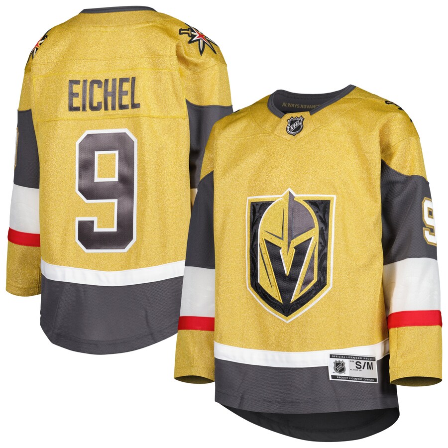 Youth Vegas Golden Knights Jack Eichel Gold Home Premier Player Jersey - ujerseystore