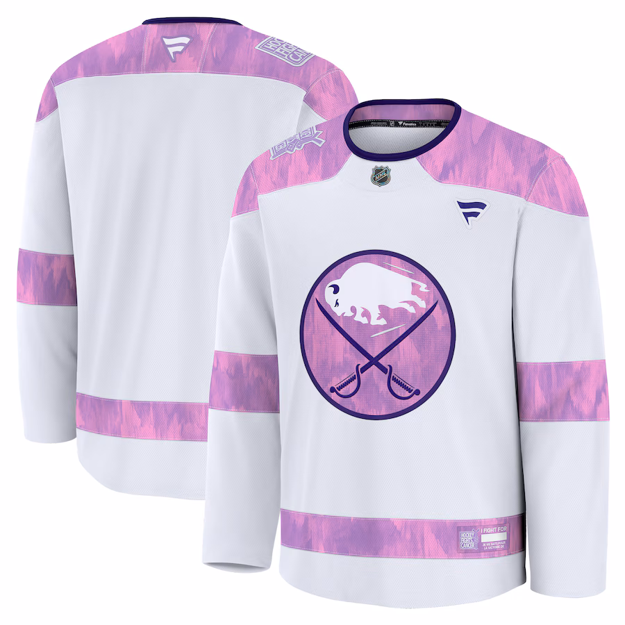 Men's Buffalo Sabres Fanatics White 2024 Hockey Fights Cancer Practice Jersey - ujerseystore