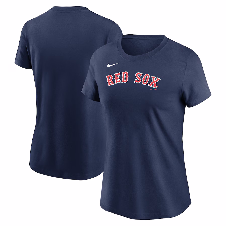 Women's Boston Red Sox Nike Navy Fuse Wordmark T-Shirt - ujerseystore