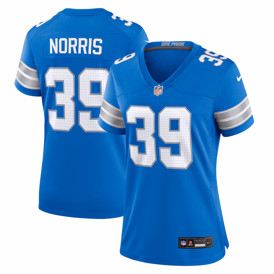 Women's Detroit Lions Morice Norris Nike  Blue Game Jersey - ujerseystore
