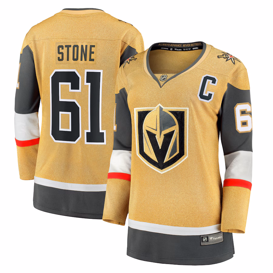 Women's Vegas Golden Knights Mark Stone Fanatics Gold Captain Patch Home Breakaway Player Jersey - ujerseystore
