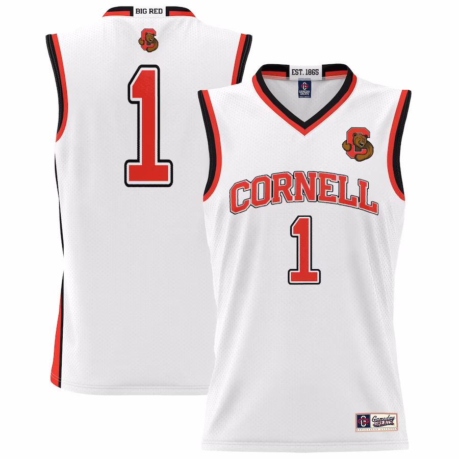 #1 Cornell Big Red GameDay Greats Unisex Lightweight Basketball Jersey - White - ujerseystore