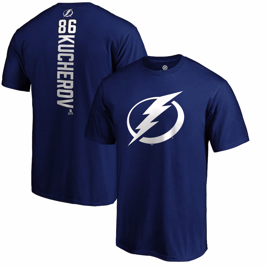 Men's Tampa Bay Lightning Nikita Kucherov Royal Playmaker T-Shirt - ujerseystore