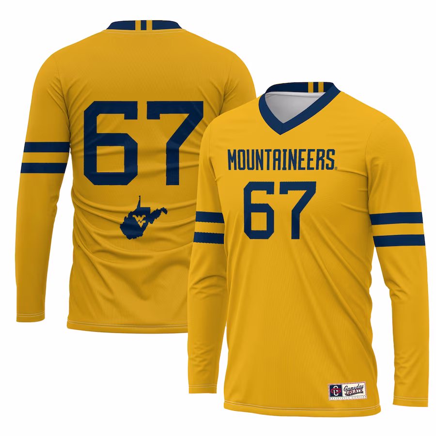 #67 West Virginia Mountaineers GameDay Greats Youth Lightweight Women's Volleyball Jersey - Gold - ujerseystore