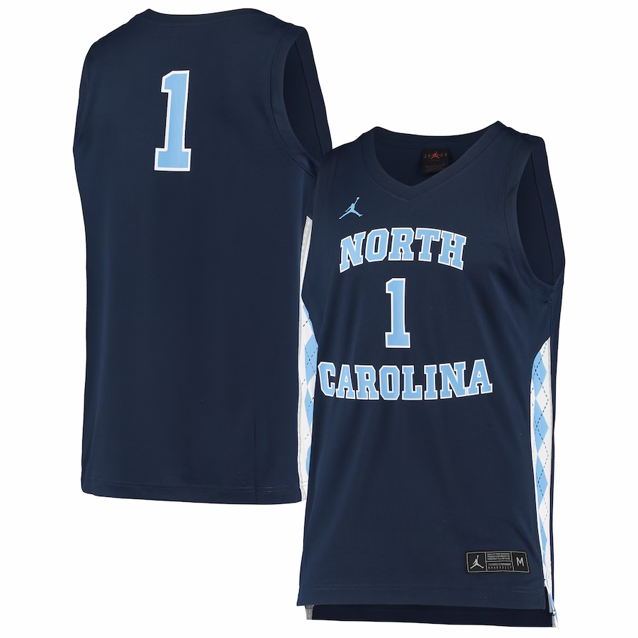 #1 North Carolina Tar Heels Jordan Brand Unisex Replica Basketball Jersey - Navy - ujerseystore