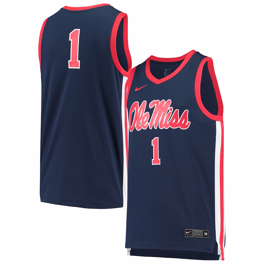 #1 Ole Miss Rebels Nike Replica Basketball Jersey - Navy - ujerseystore