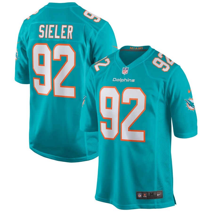 Men's Miami Dolphins Zach Sieler Nike Aqua Game Jersey - ujerseystore